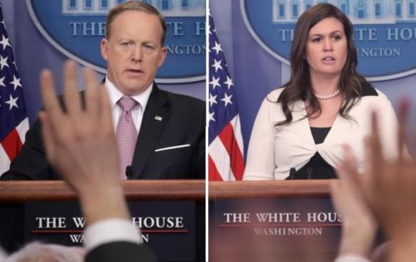 Původní Trumpův mluvčí Sean Spicer po vlně kritiky odstoupil. Provizorně ho nahradila jeho zástupkyně Sarah Huckabee Sandersová.