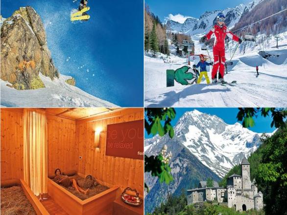 Přes pohodový charakter si tu přijdou na své i velmi sportovně založení lyžaři. Senná sauna v hotelu Feldmilla působí blahodárně teplem i rostlinami  z místních luk. Lyžařsky je postaráno i o děti. Hrad Taufers nad řekou Ahr již z pol. 13. stol.