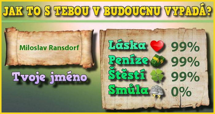 Jako bacha – zadáte-li jakékoli jiné jméno, ať už svoje, cizí nebo úplně vymyšlené, nikdy vám nevyjde takhle výborný výsledek s 0% smůly, takže to musí být pravda!