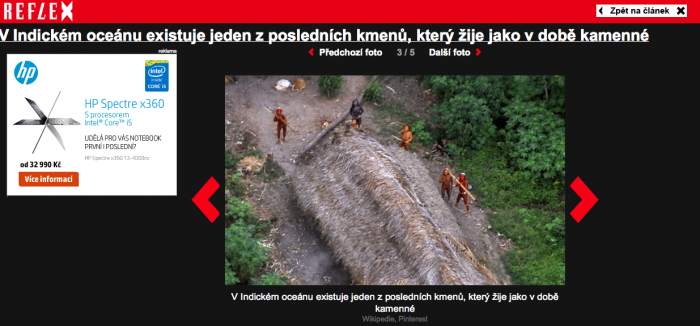 Reflex, duben 2015 – podle časopisu jsou na fotce Sentinelci z Andamanských ostrovů