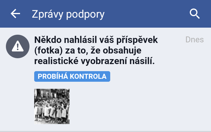 A pak mi byl přístup na 24 hodin zablokován. Pokud fotka holčiček, které jsou pod dohledem nacistických vychovatelek nuceny hajlovat, znamená realistické vyobrazení násilí, pak Facebook musí zakázat i fotky a videa týraných dětí a rodičů v Norsku.