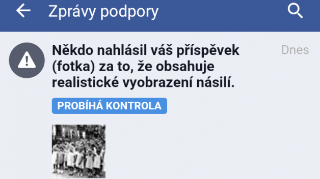 A pak mi byl přístup na 24 hodin zablokován. Pokud fotka holčiček, které jsou pod dohledem nacistických vychovatelek nuceny hajlovat, znamená realistické vyobrazení násilí, pak Facebook musí zakázat i fotky a videa týraných dětí a rodičů v Norsku.