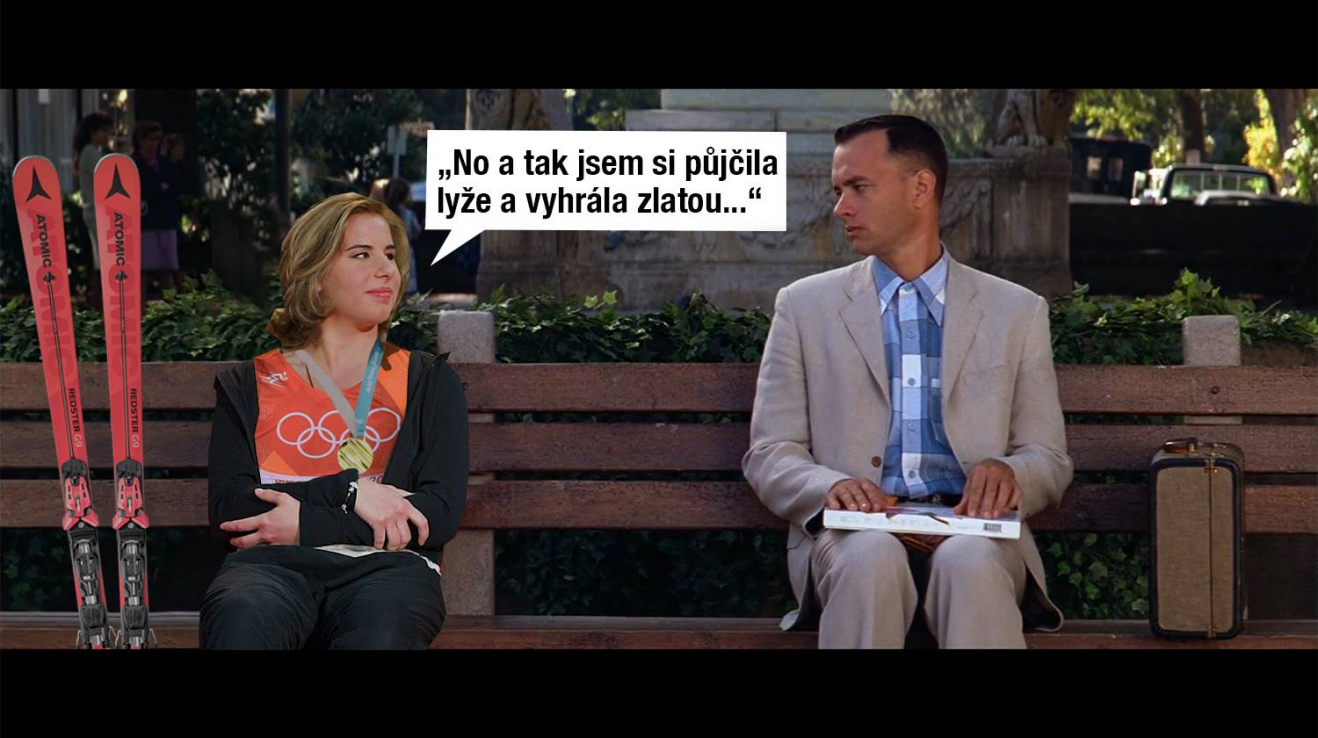 Ester Ledecká s Forrestem Gumpem.