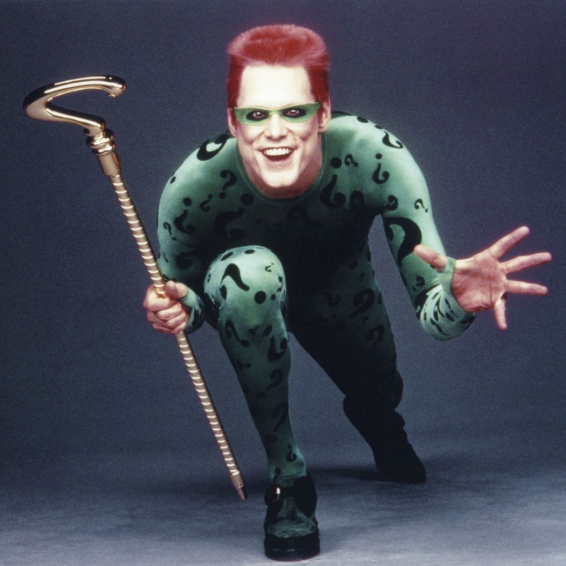 Jim Carrey jako Hádankář v Batmanovi. Film nic moc, on vynikající.