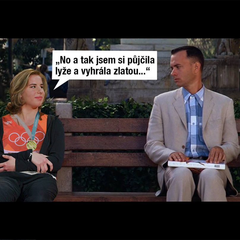 Ester Ledecká s Forrestem Gumpem.