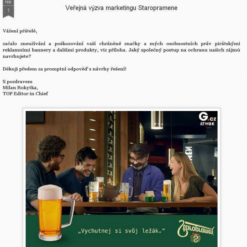 Veřejná výzva marketingu Staropramenu
