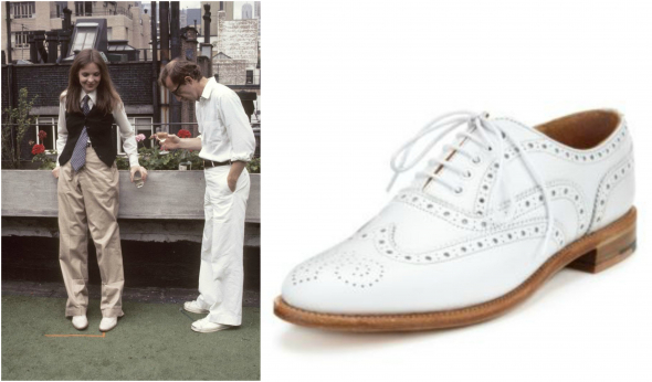 Diane Keaton ve sněhobílých botách Brogues